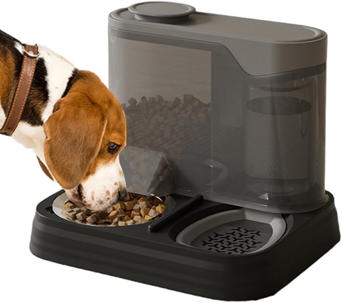Portable Pet Feeding Station – Automatic Dog Feeder, Puppy Food and Water Bowl Dispenser | Travel Friendly Splash-Proof Container for Dogs, 2-in-1 Self Feeding System for Apartment or Vacation Homes