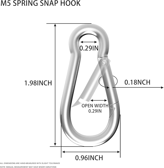 Carabiners Clip Spring Snap Hook,Heavy Duty Galvanized Steel Carabiner,Safety Quick Links Snap Hooks,Spring Clips for Swing Hammock Camping Keychain Outdoor