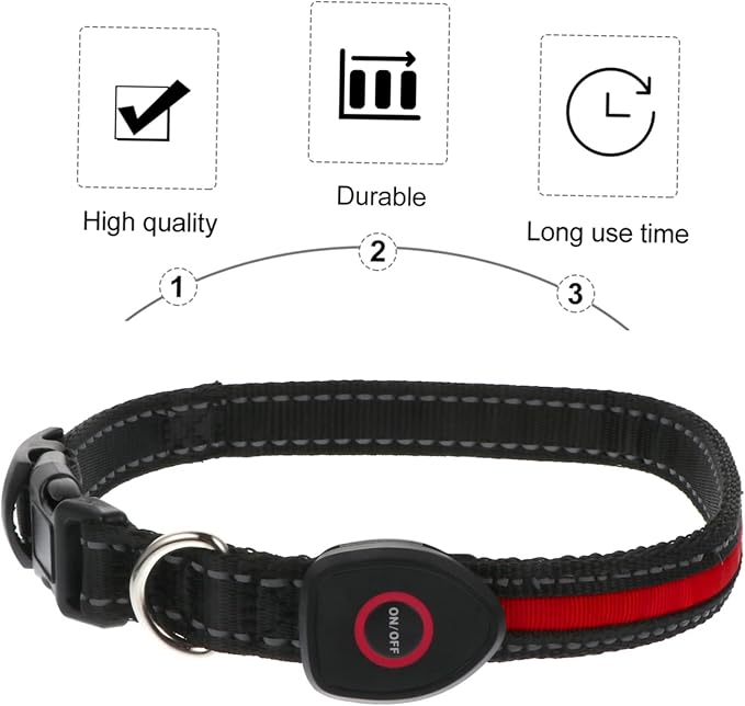 LED PET Collar Three Flash Modes 50CM USB Charging Collar for Golden Retriever Bichon Frise Night Safety Light