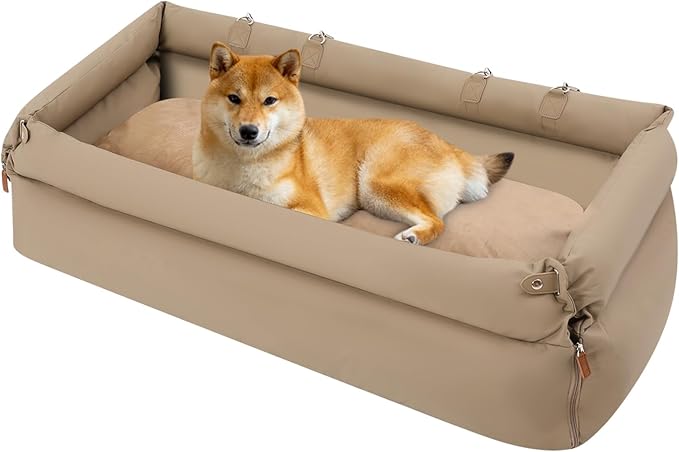 Dog Car Seat, Car Dog Bed for Medium/Small Dogs, Dogs Cars Bed with 2 Adjustable Slings and Thick Cushion for Cars, Trucks and SUVs (Gray)