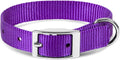 Jeffers Pet Solid Web Nylon Dog Collar for Small, Medium, Large Dogs – Adjustable Pet Collar, Nickel Plated Hardware – Strong, Durable, Comfortable – Outdoor, Training Use - Purple 5/8" W x 10" L