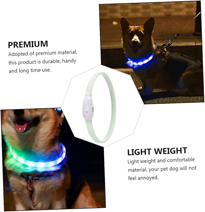 USB Rechargeable LED Pet Collar Lightweight Luminous Dog Collar Comfortable Wear Resistant Material Night Safety Multifunctional Glow Warning Decoration
