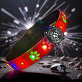 Customlized USB-C led Light up Dog Collar with Waterproof airtag Holder, 4 Modes Running Flashing Light (RED, M(11.8-15.7"))