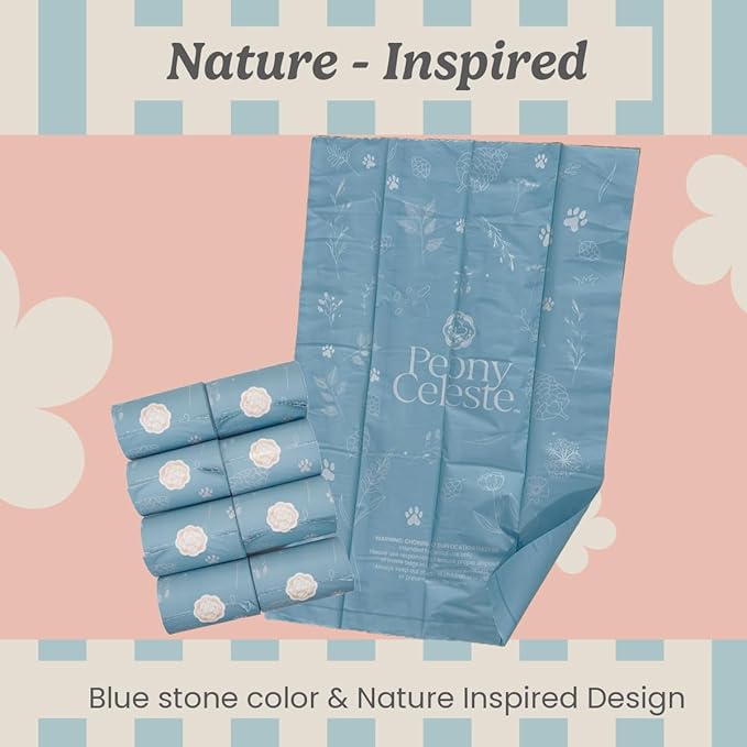 Extra Thick Plant Based Poop Bags - 2 pack, 240 bags, Blue Stone Color, Leak-Resistant Dog waste bags Unscented