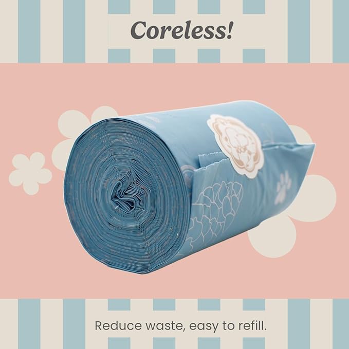 Extra Thick Poop Bags by Peony Celeste - Blue Stone Color, Leak-Resistant, Coreless, Unscented Pet Waste Bags, 9x13 Inches