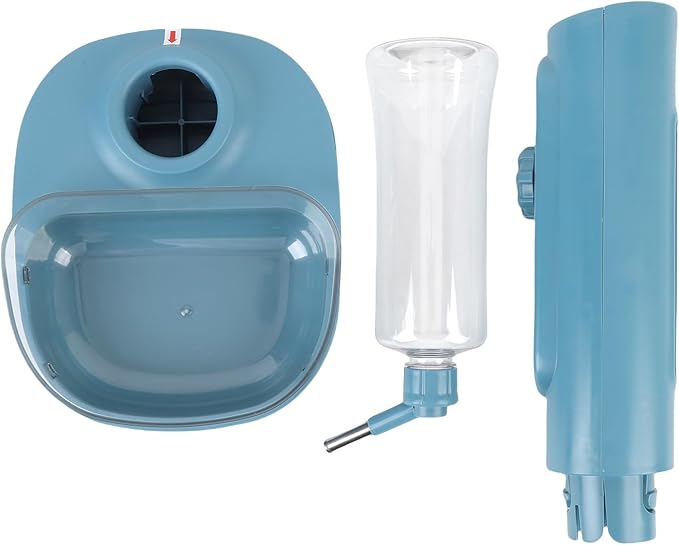 Pet Standing Water Dispenser, Automatic Feeding Water Bowl, 680ml Capacity, Adjustable Height, Hanging Design, for Small Cats and Dogs, with Detachable Feeder (Blue)