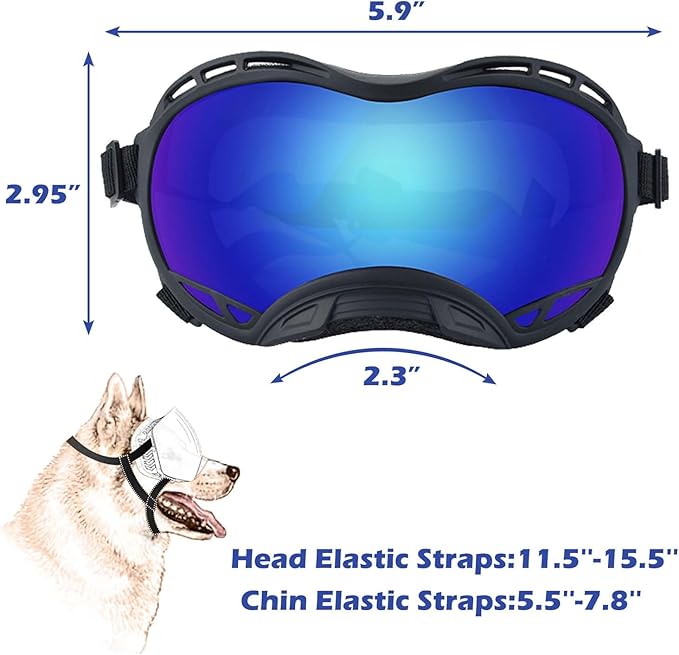 Dog Sunglasses,Doggles Anti-UV Protection,Pet Sunglasses with Adjustable Strap,Suitable for Motorcycle Car Driving Bike Riding Hiking Swimming Wind Dust Fog Dog Eye Protection