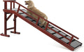 Dog Ramp for Bed or Couch, Wooden Pet Ramp with 20° Gentle Slope, Removable Side Rails, Non-Slip Surface, Top Platform & Wheels, Safe Bed Ramp for Small, Medium & Senior Dogs, 74" Long, Mahogany