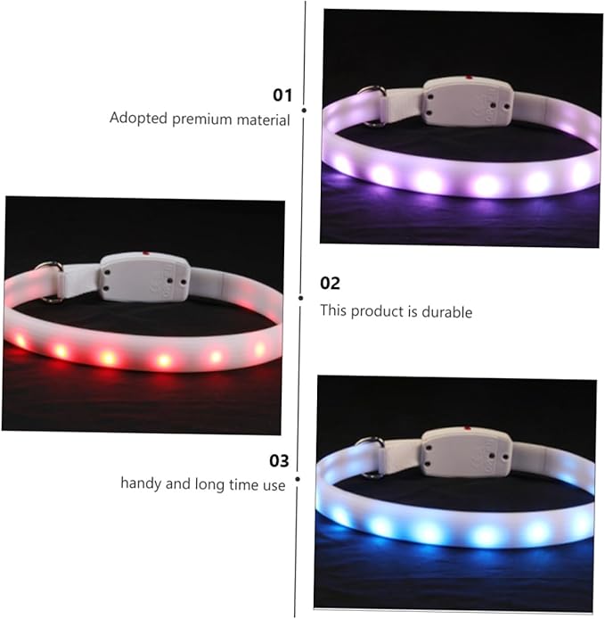 POPETPOP USB Rechargeable Led Dog Collar Night Pet Collar for Safe Walking Lightweight