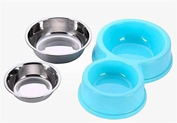 Automatic Feeders Stainless Steel Dog Bowl Pet Double Bowls Plastic 8 Shaped Cat Food Bowls Water Container for Puppy Small Dogs