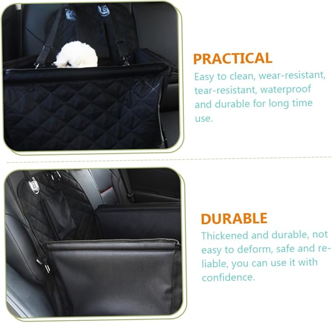 Toyvian Waterproof PET Dog Car Seat Cover Non-Slip Thickened Cushion for Large Dogs with Safety Belt Easy to Install for Travel in Cars and SUVs