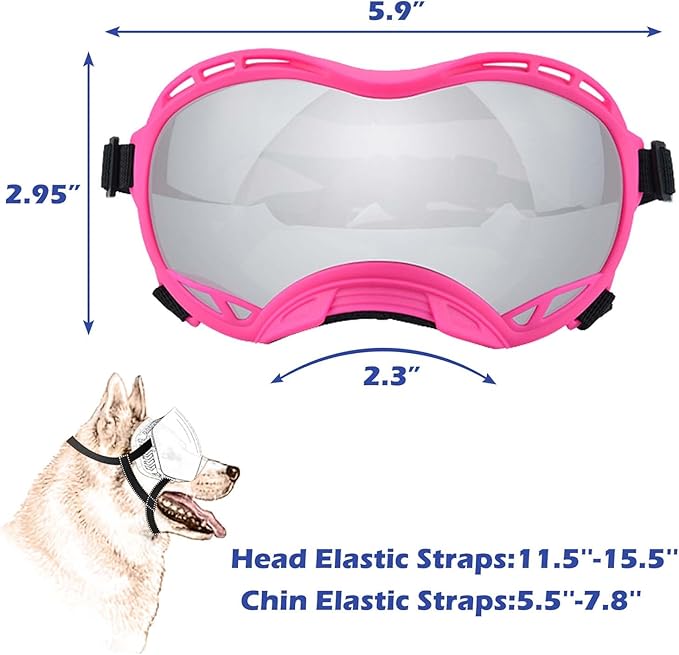 Dog Sunglasses,Doggles Anti-UV Protection,Pet Sunglasses with Adjustable Strap,Suitable for Motorcycle Car Driving Bike Riding Hiking Swimming Wind Dust Fog Dog Eye Protection