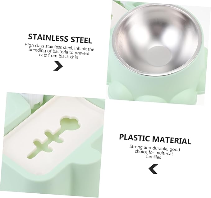 SUPVOX Automatic Stainless Steel Dog Food and Water Dispenser Bowl Multifunctional Feeder for Dogs and Puppies Break Design Green Easy to Clean