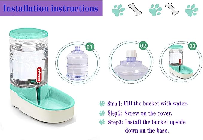 Automatic Feeders and Waterer Dog Cat Food Feeder Water Dispenser Gravity Food and Water Dispenser Automatic Food Dispenser for Small Large Pets Green