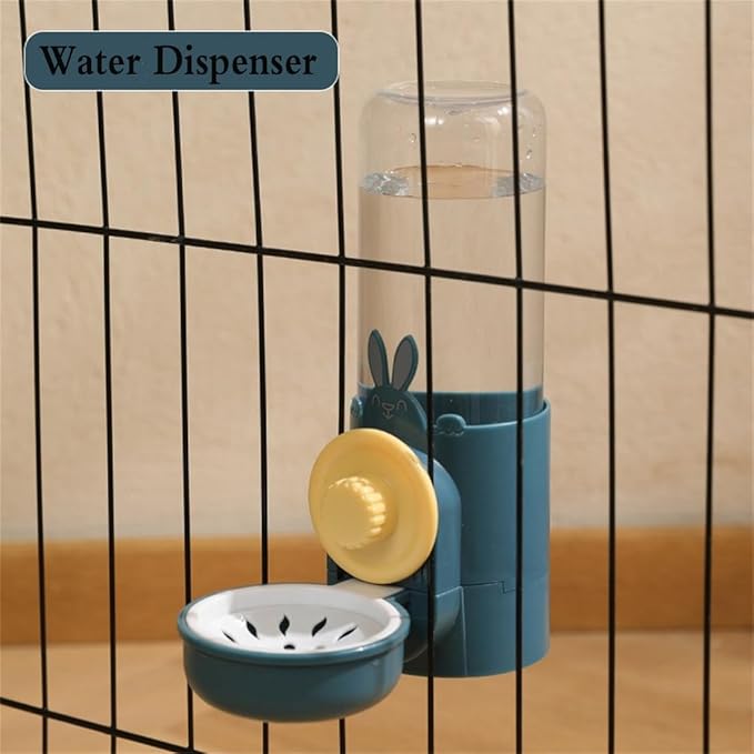Cage Kennel and Crate Hanging Pet Feeders for Food and Water Rabbit Cat Dog Puppy Feeder and Water with Storage Chinchi Food Bowl (Navy Blue, for Water)