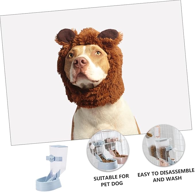 2l Hanging Automatic Dog Feeder with Large Capacity Pet Food Dispenser for Cage Use, Blue Pattern Design, Suitable for Puppies and Adult Dogs