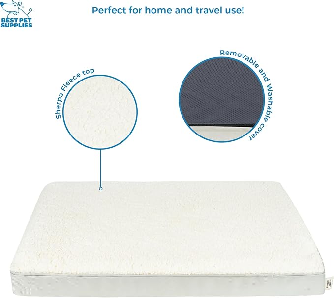Best Pet Supplies Dog House Bed Crate Mat Tent Indoor Round Soft Plush for Small, Medium, and Large Breeds - Beige, 35 x 22 x 4