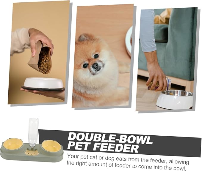 SUPVOX Automatic Pet Feeder and Water Dispenser with Dual Bowls Bite-Resistant Lightweight Non-Slip Design for Cats and Dogs Random Styles