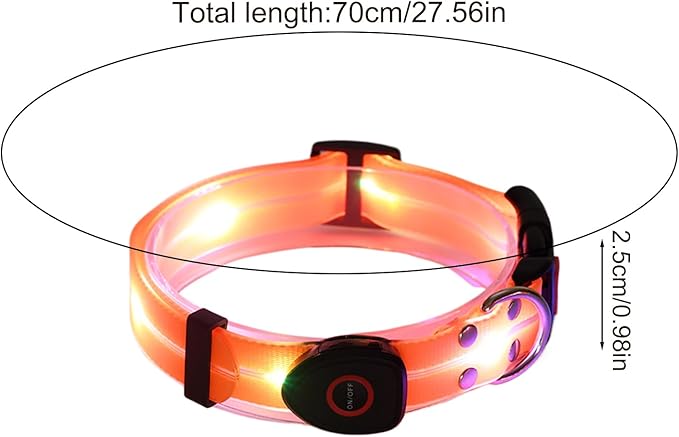 Light Up LED Dog Collar - Rechargeable Pet Necklace Accessory, Adjustable Luminous Collar,PVC Rubber Coated LED Dog Collarr Specification | Lighted Outdoor Protectionfor Small,Medium and Large Breeds