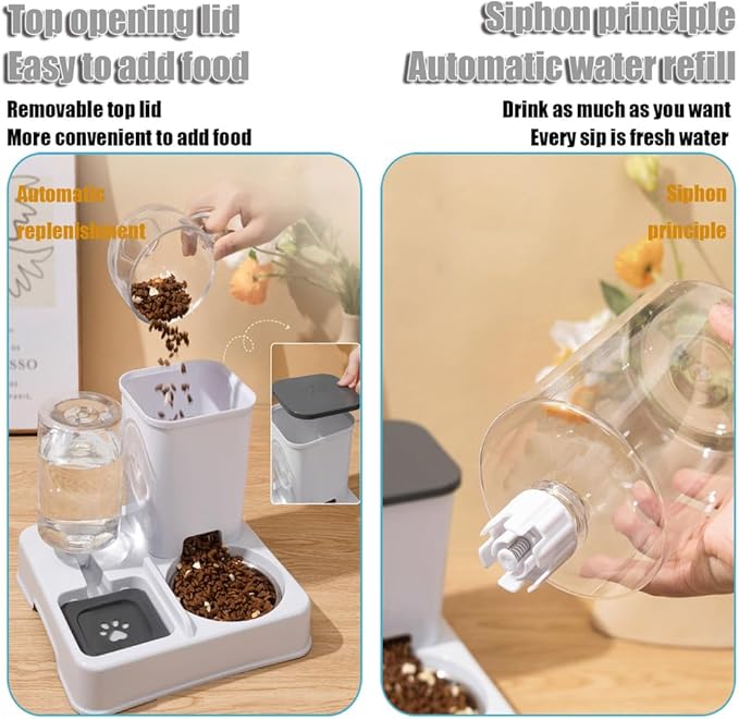 Automatic Pet Feeder for Cats & Small Dogs - 1.7LBS Dry Food & 800ML Water Dispenser with Stainless Steel Bowl, Programmable Portion Size, Suitable for Puppies/Kittens & Small/Medium Dogs,Blue