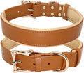 Dog Collar Leather Collares para Perro Big Dog Collars Solid Adjustable Padded Pet Puppy Collar for Small Medium Large Dog Blue Brown L