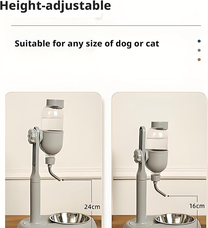 Pet Cat Dog Water Dispenser, 2026 New Pet Standing No Drip Easy Clean Automatic Feeders with Stand, 2 in 1 500ml Multifunctional Detachable Height for Dogs Cats (Beige)