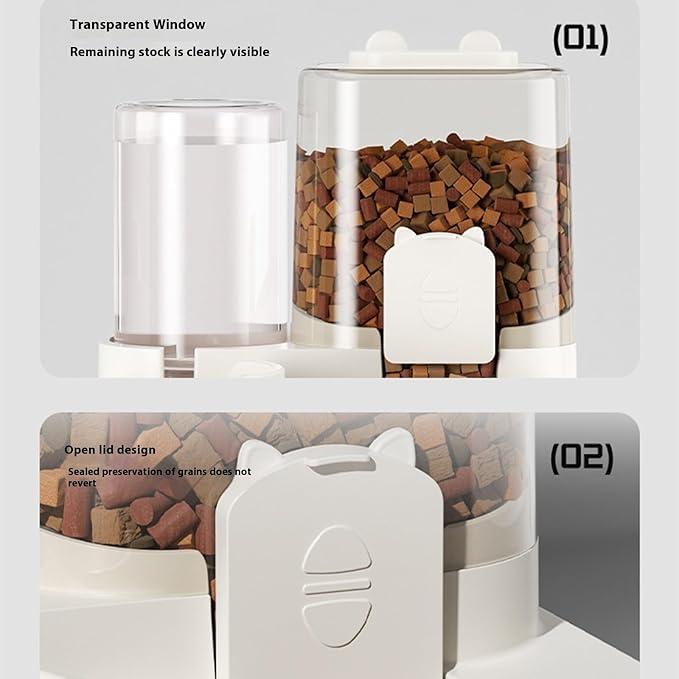 Automatic Refilling Pet Water Bowl and Food Dish Set with Stainless Steel Removable Tray Anti Tip Base for Small Animals Pet Food and Water Dispenser