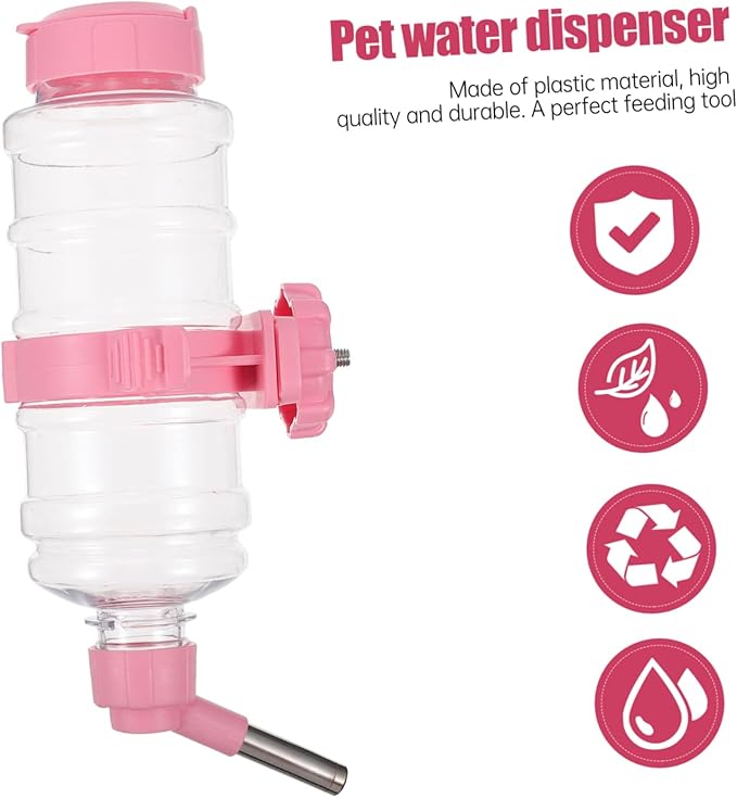 HANABASS Automatic Pet Water Feeder 473ml Capacity Pink Rabbit Cat Drink Dispenser