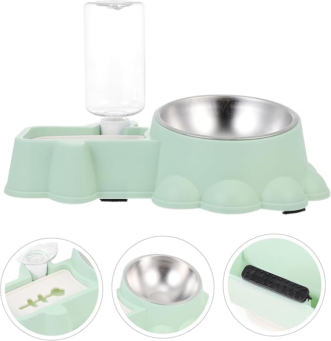 DOITOOL Automatic Stainless Steel Dog Food Feeder and Water Dispenser Bowl Pet Feeding Station with Smooth Surface Safe for Puppies and Dogs Practical Dual Function for Home and Pet Stores