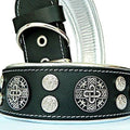 Bestia "Hektor Genuine Leather Dog Collar, Large Breeds, Cane Corso, Rottweiler, Boxer, Bullmastiff, Dogo, 100% Leather, Studded, L- XXL Size, 2.5 Inch Wide. Padded. Europe`s Fnest Dog Gear!
