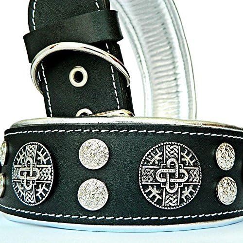Bestia "Hektor Genuine Leather Dog Collar, Large Breeds, Cane Corso, Rottweiler, Boxer, Bullmastiff, Dogo, 100% Leather, Studded, L- XXL Size, 2.5 Inch Wide. Padded. Europe`s Fnest Dog Gear!