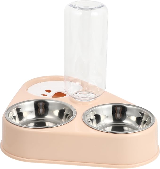 Automatic Pet Water Dispenser with Removable Stainless Steel Bowls Non-Slip Silicone Base Cat Dog Feeding Station Capacity Easy to Clean and Assemble
