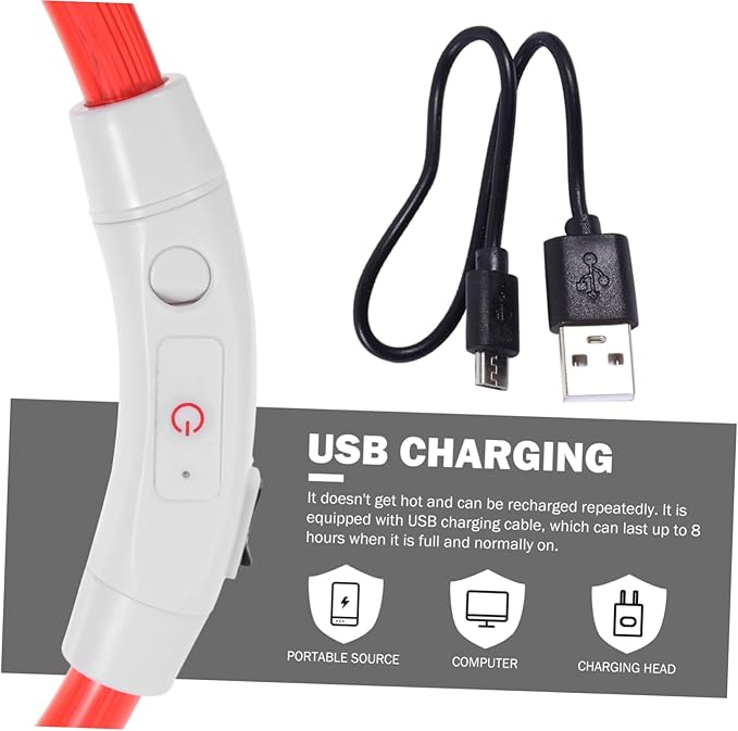 LED Rechargeable Light Up Dog Collar USB Charging Glowing Puppy Collar in Sturdy Plastic for Nighttime Safety and Visibility