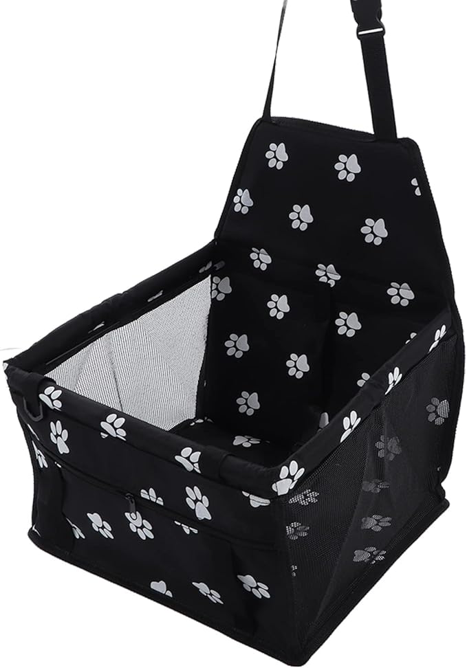 Pet Car Seat, Waterproof Breathable Slip Proof Safety Leash Design Dog Car Basket for Puppy Cat (Black)