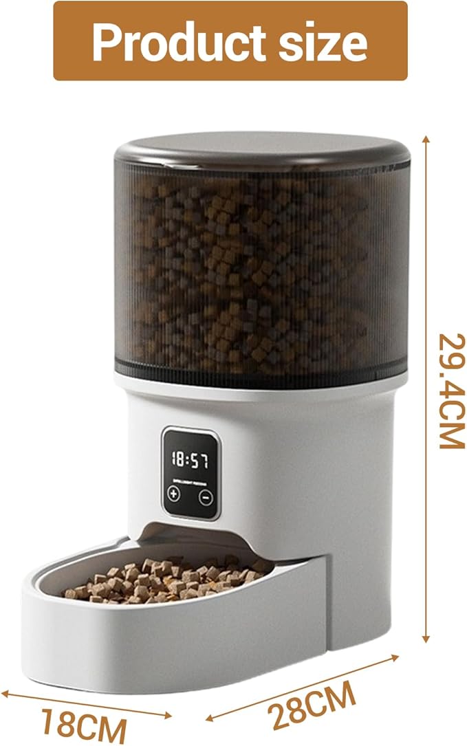 4L Automatic Pet Feeder for Cats & Small Dogs – Programmable Timed Food Dispenser – Portion Control for 1-6 Daily Meals – Dual Power – Stainless Steel Bowl – Dampness-Proof, Easy Clean
