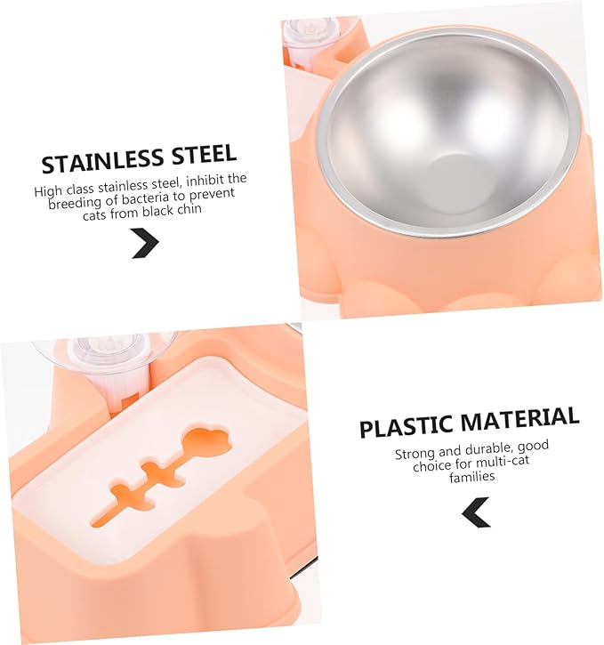 NUOBESTY Multifunctional Automatic Dog Feeder Bowl with Stainless Steel Food Container and Water Dispenser Safe Smooth Surface Pet Feeding Station for Busy Owners Orange Pink
