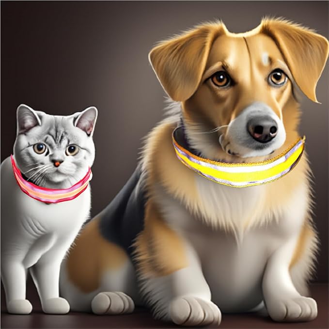 MANON ROSA LED Dog Collar USB Rechargeable Light Up Dog Collar Adjustable Nylon Soft Mesh Safety Glowing Collar for Small Medium Large Pet Dogs Cats-Nighttime Accessories (Pink,Large)