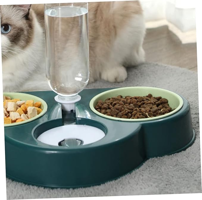 POPETPOP Pet Food Dispenser Detachable Water Bowl Automatic Feeder for Cats and Dogs Cloud-Shaped Design Convenient Dual Food and Water