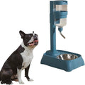 Pet Automatic Water Feeder, 770ml Adjustable Height Stainless Steel Pet Water Dispenser, Feeding Water and Feeding Dual-Purpose, Suitable for cat and Dog Families, Indoor &Outdoor (Lake Blue)