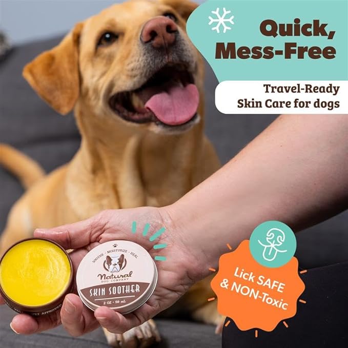Natural Dog Company Skin Soother Balm for Dogs – 1oz Tin All Natural Hot Spot & Rash Relief – Organic Itchy Skin Soothing Moisturizer for Dry, Red, Crusty Skin – Lick-Safe Dog Balm, Made in USA