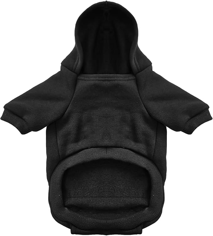 Jecikelon Winter Dog Hoodie Sweatshirts with Pockets Warm Dog Clothes for Small Dogs Chihuahua Coat Clothing Puppy Cat Custume (Black, XX-Small)