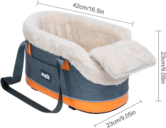 Console Dog Car Seat - Car Pet Safety Seat with Straps | Storage Pocket Travel Carrier Comfortable Dog Cat Booster for Small Puppies Dogs and Cats Secure Vehicle Travel Indoor Outdoor