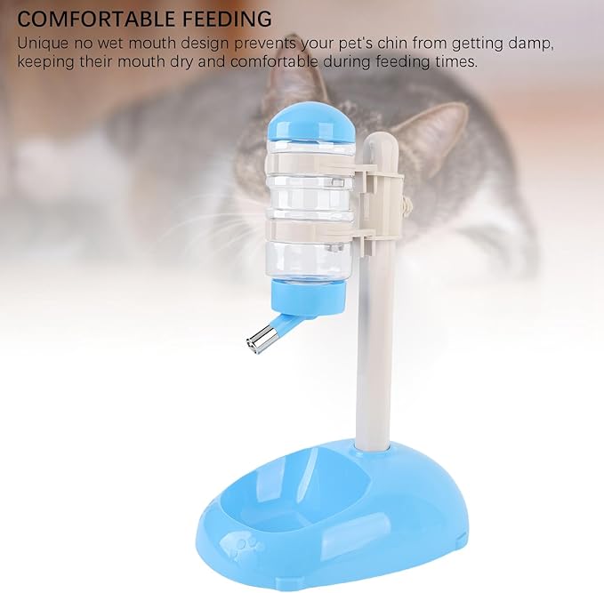 Automatic Standing Water Dispenser Bowl, Pet Adjustable Height Feeder for Water 500ml Capacity Standing Water Feeder with Detachable Bottles Ideal for Dogs Cats (Blue)