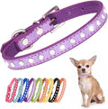 Serijoars Puppy Dog Collar with Crystal Diamond Colorful Bling Girl Puppy Small Dog Cat Collars (S, Purple)