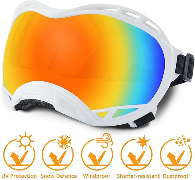 Dog Sunglasses,Doggles Anti-UV Protection,Pet Sunglasses with Adjustable Strap,Suitable for Motorcycle Car Driving Bike Riding Hiking Swimming Wind Dust Fog Dog Eye Protection