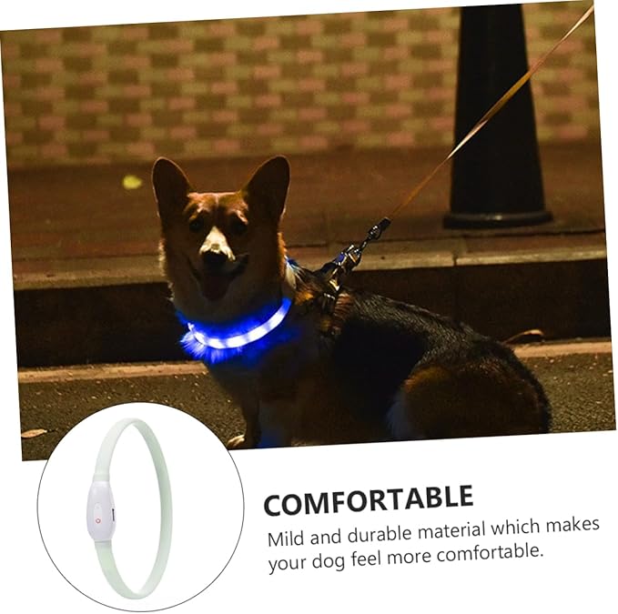 Toyvian USB Rechargeable Luminous Pet Collar Nighttime LED Flashing Dog Collar Durable and Comfortable Wear Resistant Material Safe and Bright for