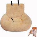 Dog Car Seat with Seat Belt Car Seat Dog Bed, Furry Safety Seat for Large and Small Dogs, Travel Pet Bed with Thick Cushions (Light Apricot, 72×60cm)