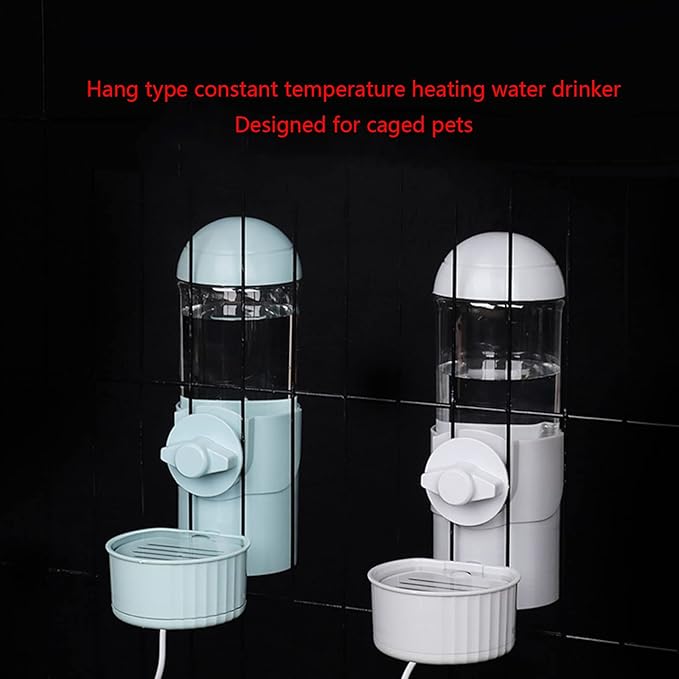 Automatic Cat Feeder Water Dispenser 17oz Large Capacity for Cats Small Dogs Kitten Easy to Install for Cage, 16x8.5x22cm, Pink