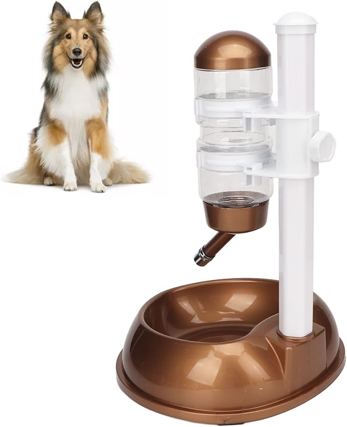 Pet Standing Water Dispenser Bowl, Portable Height Adjustable Multifunction Dog Automatic Water Food Feeder with Detachable Pole