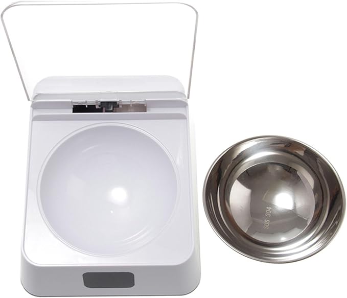 Smart Pet Automatic Feeder, Large Capacity Battery, 304 Stainless Steel Bowl with Clear Lid, Suitable for Cats and Dogs